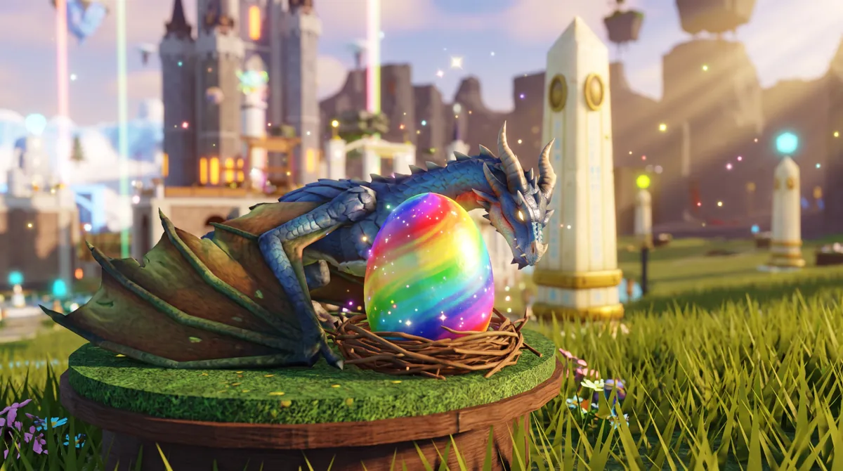 Dragon guarding the rainbow egg