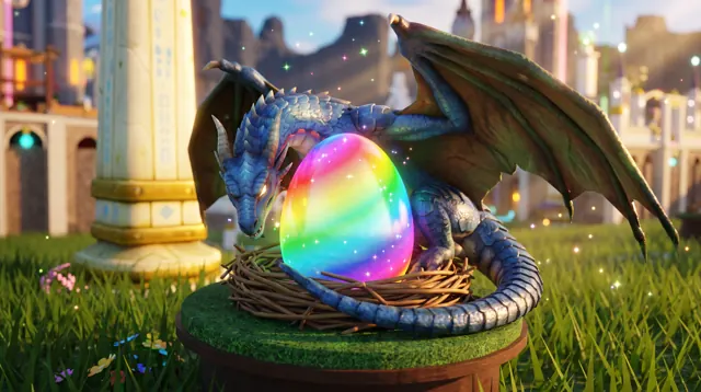 Rainbow egg in its nest